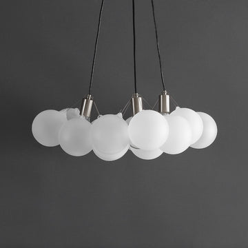 Aubrey 24" 3-Light Mid-Century Glam Frosted Glass Orb LED Chandelier - JONATHAN Y